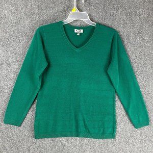 Carroll Reed Sweater Large Women's Pullover Green V-Neck Adults L